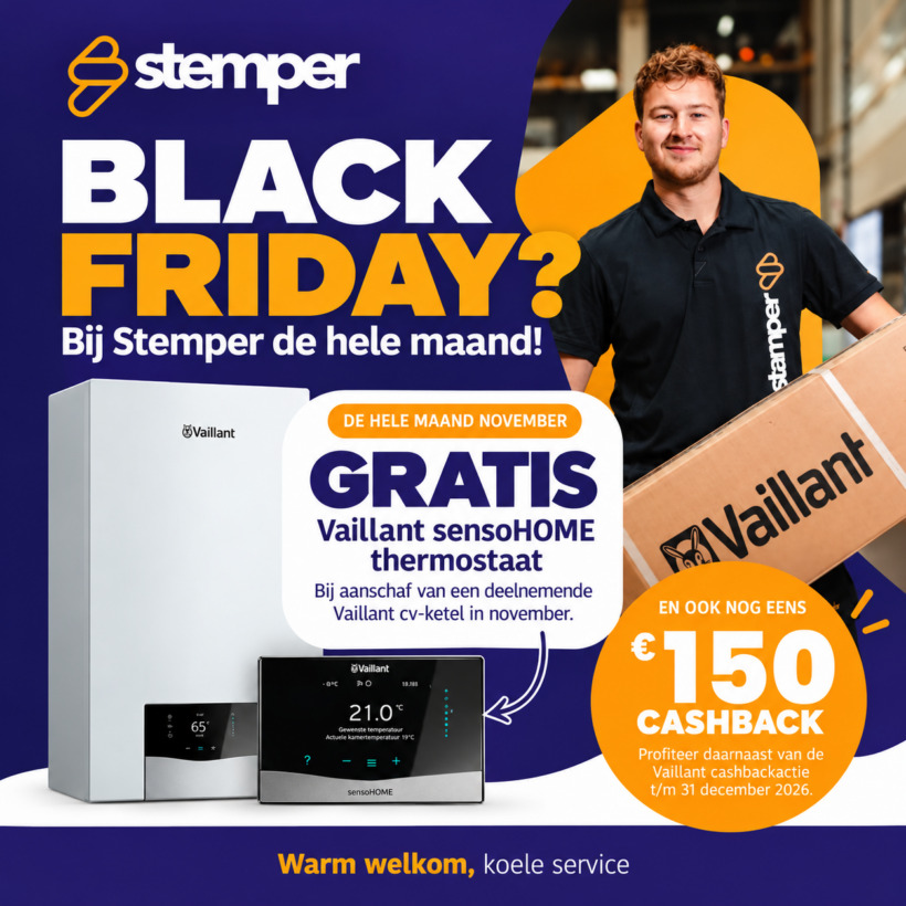 Black Friday bij Stemper gratis thermostaat en cashback